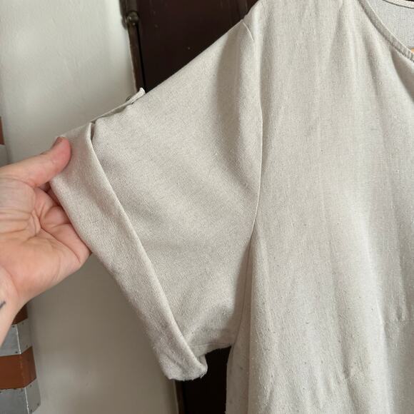 MINIBEE | Cotton Linen Blend Lagenlook Free-Size Dress with Exaggerated Pockets - Picture 4 of 5